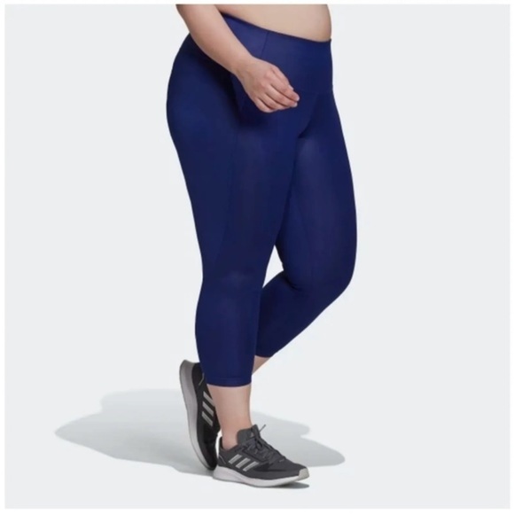 ADIDAS X ZOE SALDANA AEROREADY SHINE TIGHTS Plus Size 4X Victory Blue - Picture 3 of 7